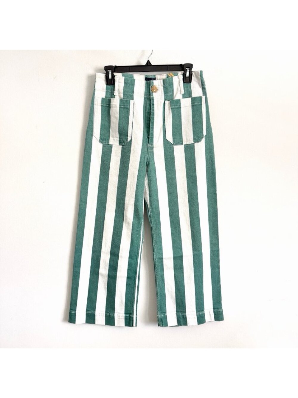 Maeve by Anthropologie The Colette Jeans Green White Stripe Women’s Size 30 P